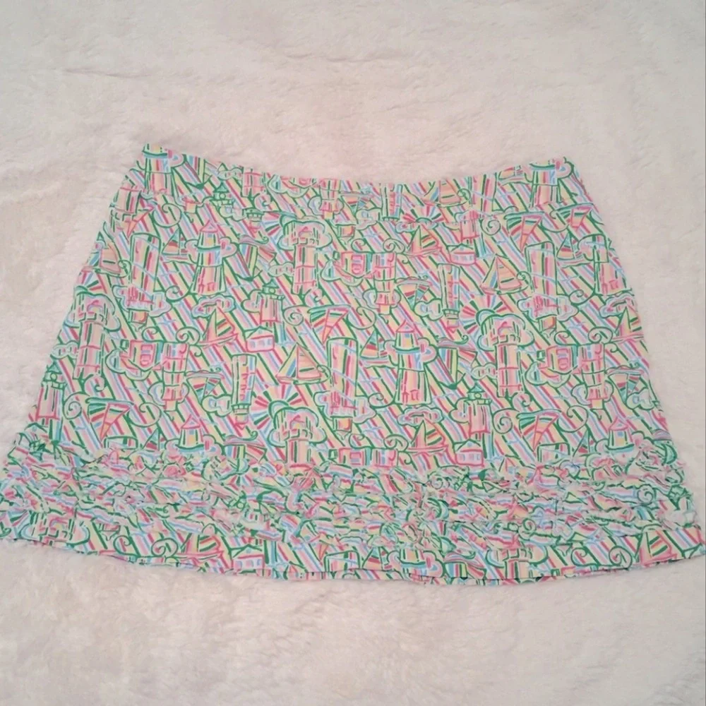 Lilly Pulitzer Skort Size 10 Ruffles Boats Tenniscore Guiding Light Lighthouse